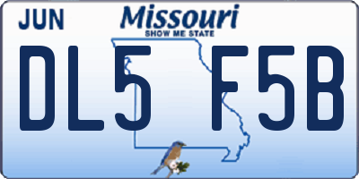 MO license plate DL5F5B