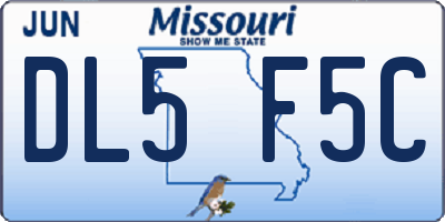 MO license plate DL5F5C