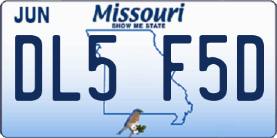 MO license plate DL5F5D