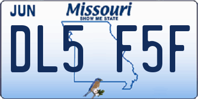 MO license plate DL5F5F