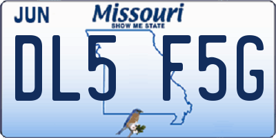 MO license plate DL5F5G