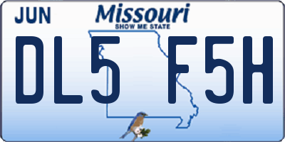 MO license plate DL5F5H
