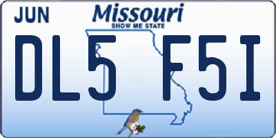 MO license plate DL5F5I