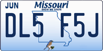 MO license plate DL5F5J