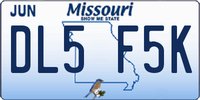 MO license plate DL5F5K