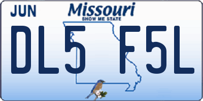 MO license plate DL5F5L