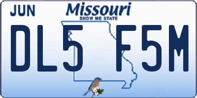 MO license plate DL5F5M