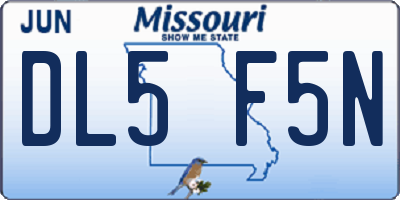 MO license plate DL5F5N