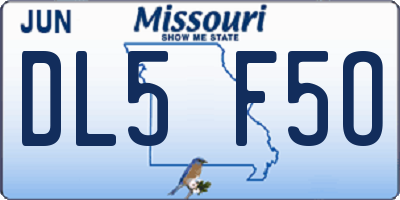 MO license plate DL5F5O