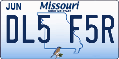 MO license plate DL5F5R