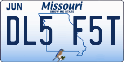 MO license plate DL5F5T