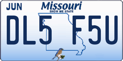 MO license plate DL5F5U