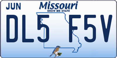 MO license plate DL5F5V