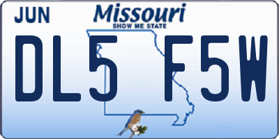 MO license plate DL5F5W
