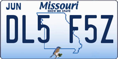 MO license plate DL5F5Z
