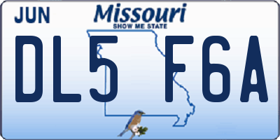 MO license plate DL5F6A