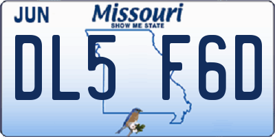 MO license plate DL5F6D