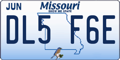 MO license plate DL5F6E