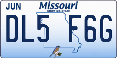 MO license plate DL5F6G