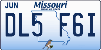 MO license plate DL5F6I