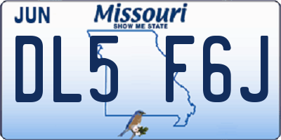MO license plate DL5F6J
