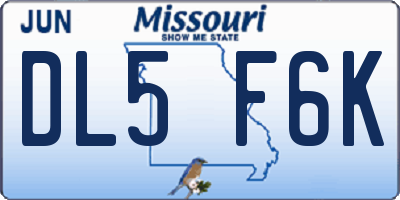 MO license plate DL5F6K