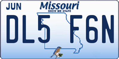 MO license plate DL5F6N