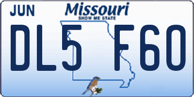 MO license plate DL5F6O
