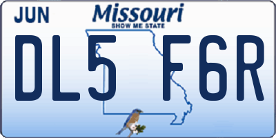 MO license plate DL5F6R