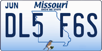 MO license plate DL5F6S