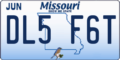 MO license plate DL5F6T