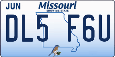 MO license plate DL5F6U