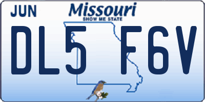 MO license plate DL5F6V