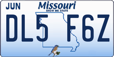 MO license plate DL5F6Z