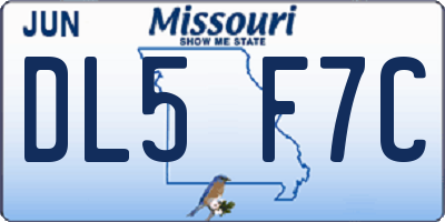 MO license plate DL5F7C