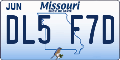 MO license plate DL5F7D