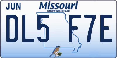 MO license plate DL5F7E