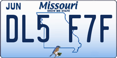 MO license plate DL5F7F