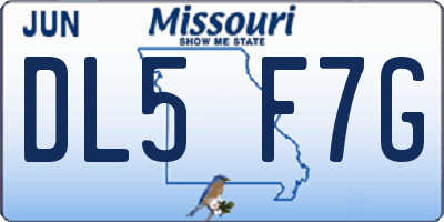 MO license plate DL5F7G
