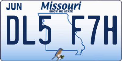 MO license plate DL5F7H