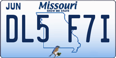 MO license plate DL5F7I