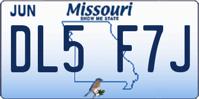 MO license plate DL5F7J