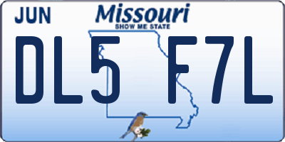 MO license plate DL5F7L