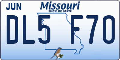 MO license plate DL5F7O