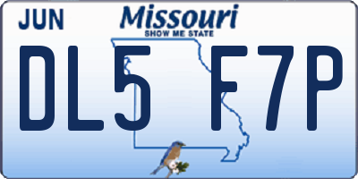 MO license plate DL5F7P