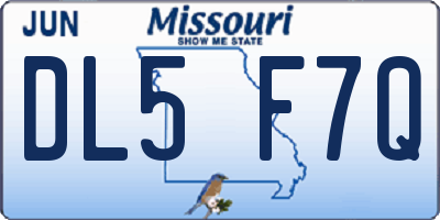 MO license plate DL5F7Q