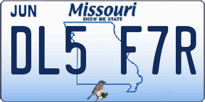 MO license plate DL5F7R