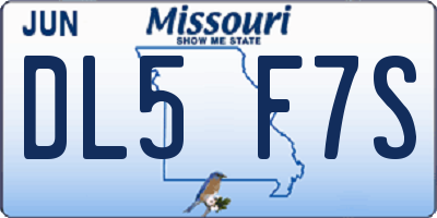 MO license plate DL5F7S