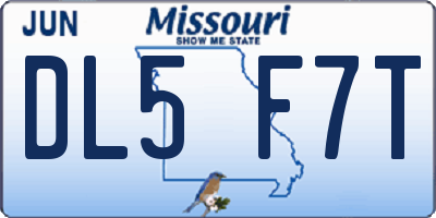 MO license plate DL5F7T