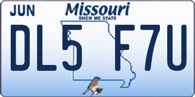 MO license plate DL5F7U